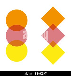 Abstract overlapping circles and diamonds geometric shapes Vector. Perfect for modern branding materials infographic layouts and web design elements. Stock Vector
