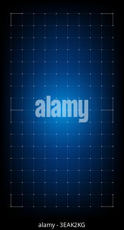Vertical sci-fi HUD design featuring a futuristic radar interface, digital dot grids and geometric tech elements Stock Vector