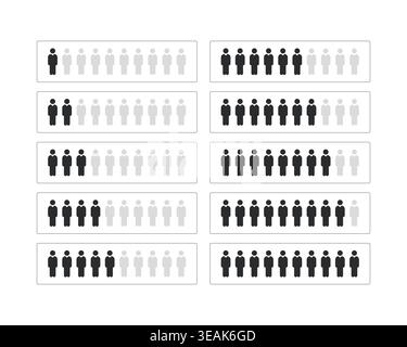 Male population progress modern line style data visualization element set Stock Vector