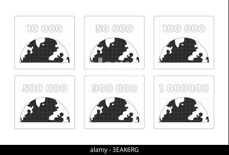 Population counters modern line style data visualization element set Stock Vector