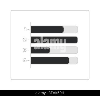 Horizontal bar chart comparison with category modern line style data visualization element Stock Vector