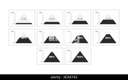 Triangle area charts progress modern line style data visualization element set Stock Vector