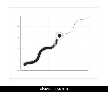 Wavy line graph with trend point modern line style data visualization element Stock Vector