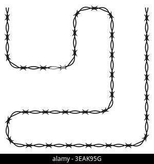 Barbed wire decorative border vector. This sharp fence element represents security, prison, or protection in graphic designs. EPS 10. Stock Vector