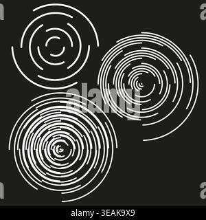 Set of abstract circular data rings made from dashed lines Vector. Perfect for modern infographic visualization and futuristic branding. EPS 10. Stock Vector
