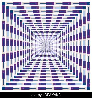 Geometric abstract tunnel with blue and purple rectangular shapes vector. Design offers deep perspective for digital art themes. EPS 10. Stock Vector