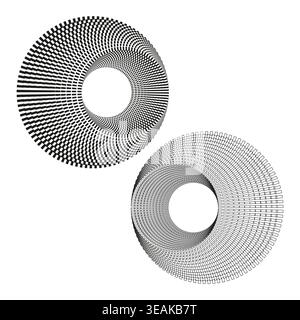 Abstract circular geometric spiral patterns vector. Modern optical art elements serve as decorative assets for stylish creative projects. EPS 10. Stock Vector