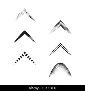 Chevron arrow symbols set in black vector style. These directional icons represent navigation, growth, movement, and progress. EPS 10. Stock Vector