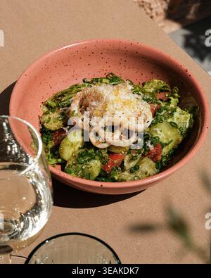 Bright Outdoors Breakfast Setting. Casual Morning Meal With Fresh Ingredients And Lively Ambiance Stock Photo