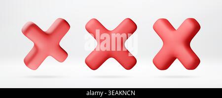 3D Red three dimensional x mark shapes. Stock Vector