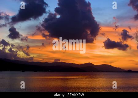 Sunset over the coast of the Andaman Sea . Thailand, wintertime Stock Photo
