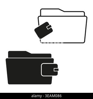 A simple Vector design of document folder icons with a wallet symbol, representing secure financial data management and digital transactions. EPS 10. Stock Vector