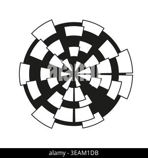 A modern abstract Vector illustration featuring a dynamic concentric circular pattern with geometric black and white segments. EPS 10. Stock Vector