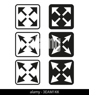 A modern Vector icon collection for user interface, featuring full screen and minimize controls for display and viewing options. EPS 10. Stock Vector