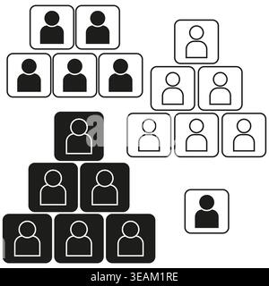 A modern Vector collection of person user icons in black and white, depicting concepts of group management and social networking identity. Stock Vector