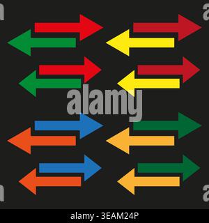 A colorful Vector set of bidirectional exchange arrows indicating movement, swap, or data transfer for various applications. Stock Vector