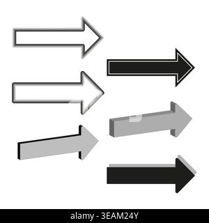 A modern Vector collection of right pointing arrows in various contemporary styles for user interface and directional design elements. Stock Vector