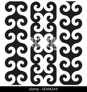 An elegant decorative Vector pattern features a collection of black organic swirling shapes arranged in a traditional repeating design. Stock Vector