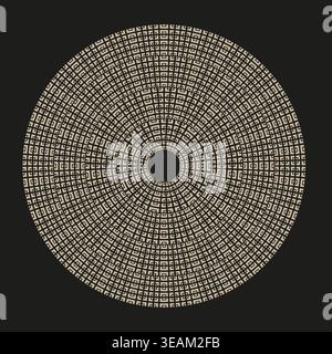 An elaborate Vector circular pattern, intricately composed of geometric squares and lines, creates a captivating visual texture and depth. Stock Vector