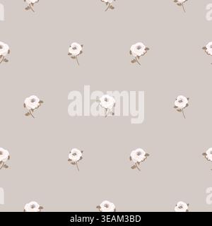 Flower pattern beige roses on sandy colored background with garden flowers. Farmhouse kitchen backdrop Stock Vector