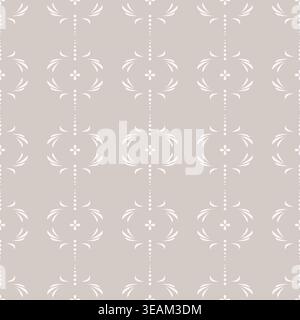 Stripes whimsy swirls seamless pattern. Vertical dusty beige striped wallpaper Stock Vector