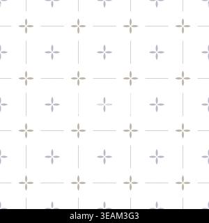 Light beige white cross checks seamless abstract geometric modern rustic pattern Stock Vector