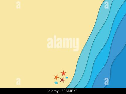 Minimal beach waves background with copy space and calm summer vibe Stock Vector