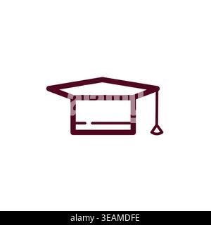 Graduation cap line icon for school, university and success concept. Symbol for graduation ceremony Stock Vector