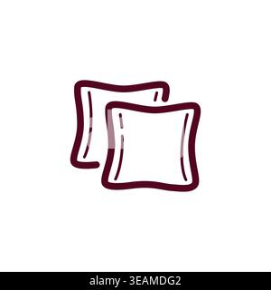 Minimalist pillows line icon for home decor stores and bedding comfort. Cushions for relaxation en rest Stock Vector
