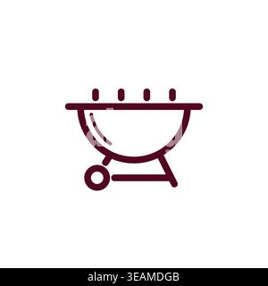 BBQ grill line icon. Modern barbecue symbol for restaurant menu and food delivery. Summer picnic and outdoor cooking linear graphic element. Stock Vector