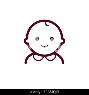 Minimalist line art baby icon. Pediatrics and childcare symbols. Smiling baby face icon Stock Vector