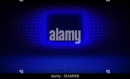 Neon color background, retro futuristic laser grid, copy space in frame. Synthwave 80s style. Abstract background for placing displaying products Stock Vector