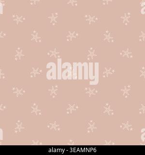 Seamless vector pattern with light starfish in different sizes on beige background. Soft marine repeat design for textile, packaging and decor. Stock Vector