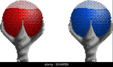 Pixel health and mana orbs Stock Vector