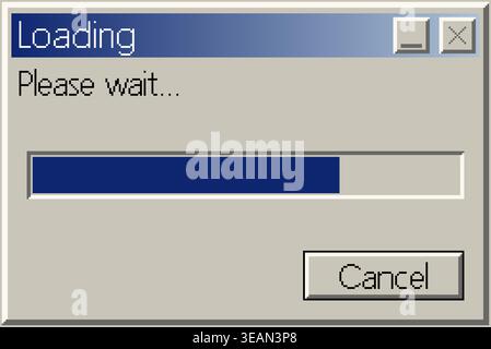 Retro computer loading window progress bar interface Stock Vector