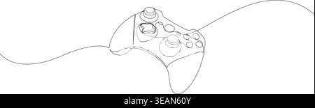 Linear Game Controller Horizontal Editable Stroke Illustration Stock Vector