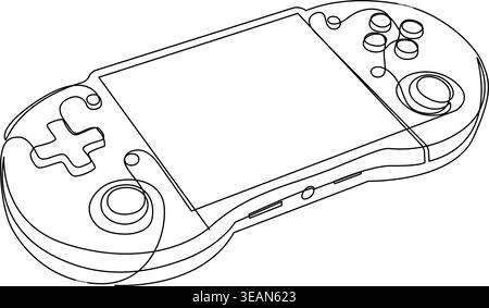 Continuous Line Portable Game Console Editable Stroke Stock Vector