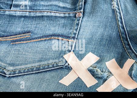 jeans, cracked, patching, crackeds Stock Photo