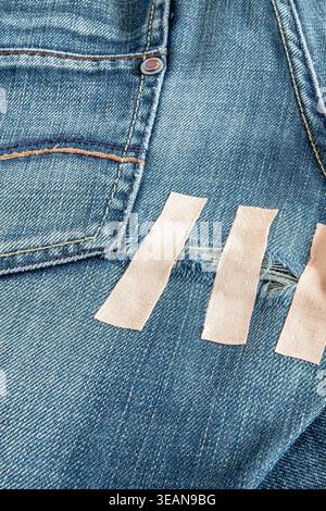 jeans, cracked, patching, provisionally, crackeds, provisionallies Stock Photo