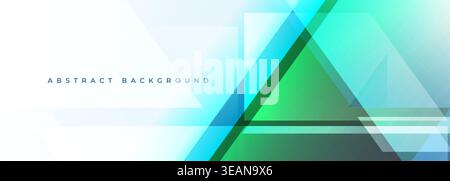 Bright geometric abstract background with layered teal and cyan gradients, translucent triangular overlays and angled lines creating depth, symmetry Stock Vector