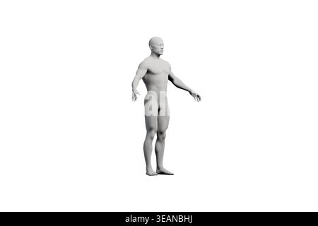A detailed 3D render of a mannequin figure in a studio setting, ideal for fashion or design reference. Stock Photo