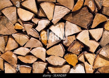 Close-up of stacked firewood, Denmark Stock Photo