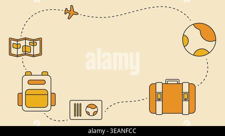 Outline travel themed background illustration perfect for vacation design materials. Stock Vector