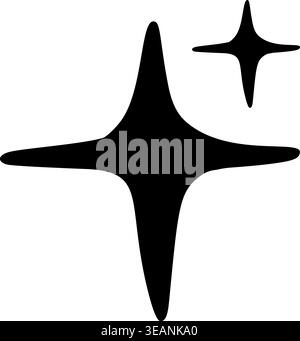 Three black vector sparkle icons representing cleanliness, shine, magic, excellence, and special effects on a white background Stock Vector