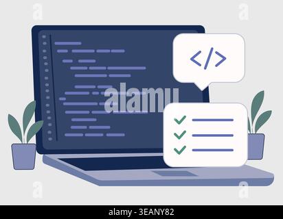 AI Technology on Laptop – Artificial Intelligence Interface Illustration Stock Vector