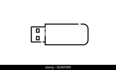 Minimalist USB flash drive icon: portable memory stick unit Stock Vector