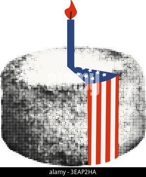 Birthday cake with American flag pattern vector illustration Stock Vector