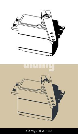 High torque servo drive for robotics and hobby projects  isometric stylized vector illustrations Stock Vector