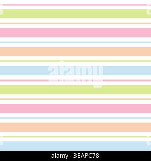 Seamless pattern with pink, orange and green stripes in simple flat style, clean minimal geometric composition. Stock Photo