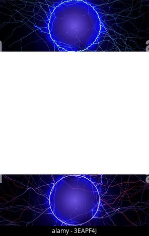 Glowing blue energy circle with network lines, futuristic digital portal, cyber interface background. Technology banner, presentation cover, website Stock Vector